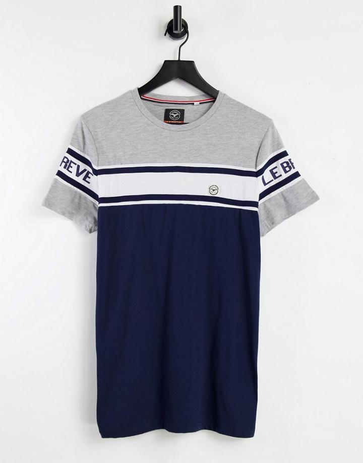 Le Breve Color Block T-shirt In Light Gray & Navy - Part Of A Set-grey