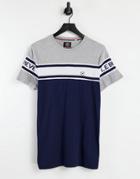 Le Breve Color Block T-shirt In Light Gray & Navy - Part Of A Set-grey
