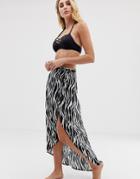 Akasa Exclusive Zebra Print Wrap Beach Skirt - Multi
