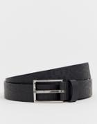 Asos Design Faux Leather Slim Belt In Black With Design Emboss - Black