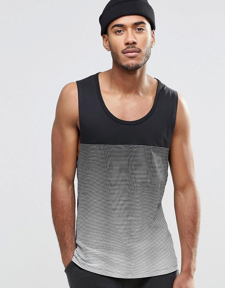 Jack & Jones Tank With Fine Stripe - Black