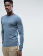 Selected Merino And Silk Wool Neck Knitwear - Blue