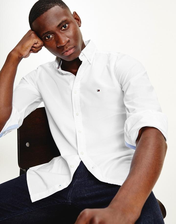 Tommy Hilfiger Oxford Shirt With Stretch In Slim Fit In White