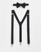 Noak Textured Bow Tie And Suspenders In Black