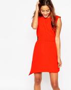 Asos Sleeveless Channel Waist Overlay Dress - Red