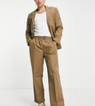 Reclaimed Vintage Inspired Linen Mix Pants In Tan-neutral