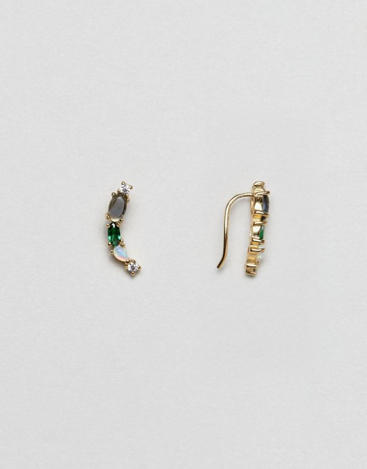 Orelia Gold Plated Opal Stone Crescent Earrings - Gold