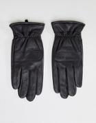Fred Perry Perforated Leather Gloves Black - Black