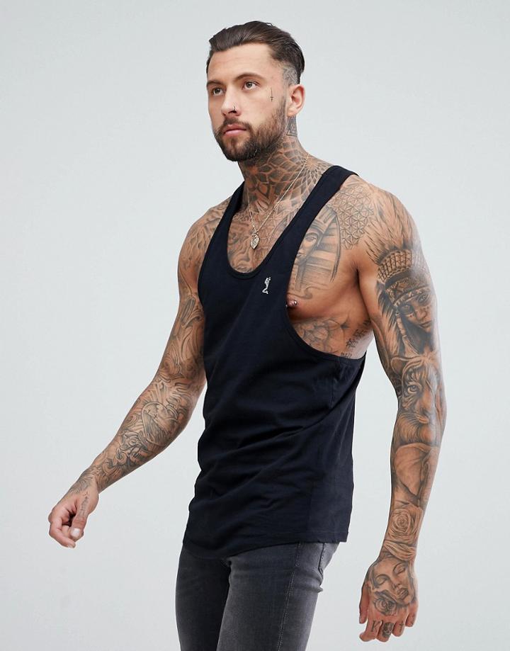 Religion Longline Tank In Black With Logo - Black