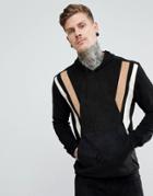 Religion Hoodie In Suedette With Contrast Panels - Black