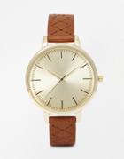 Asos Quilted Strap Watch - Tan