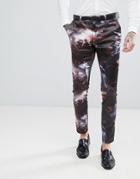 Asos Super Skinny Suit Pants In Angel Print Sateen - Black