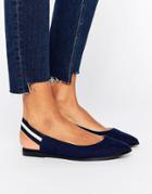 New Look Elastic Stripe Slingback Shoe - Navy