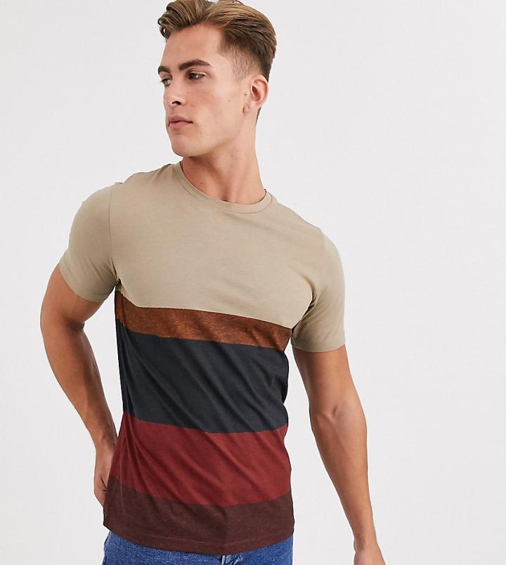 Jack & Jones Premium Stripe T-shirt In Sand-tan