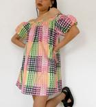 Collusion Off The Shoulder Sundress In Gingham Check-multi
