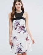 Little Mistress Floral Print Racer Front Shift Dress - Multi