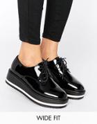 New Look Wide Fit Flatform Brogue - Black