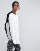 Asos Extreme Oversized Long Sleeve T-shirt With Monochrome Color Block - White