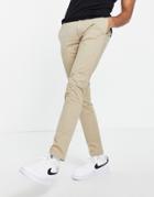 Topman Organic Cotton Blend Skinny Chinos In Stone-neutral