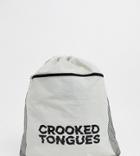 Crooked Tongues Unisex Logo Drawstring Bag In White - White