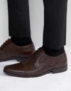 Asos Derby Shoes In Brown Faux Leather With Texture Emboss - Brown
