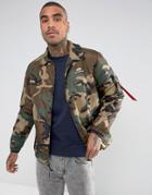 Alpha Industries Insulated Coach Jacket In Camo Green - Green