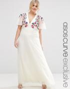 Asos Curve Maxi Dress With Cross Stitch Embroidery - Multi