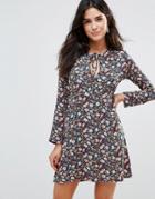 Wyldr Love Ready Floral Printed Tea Dress With Keyhole Front - Multi