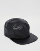 Asos 5 Panel Cap In Faux Snakeskin - Black