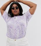 Asos Design Curve T-shirt In Colored Animal Print