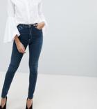 Asos Tall Ridley High Waist Skinny Jeans In Turya Aged Blue Wash - Blue