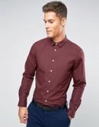 Asos Regular Fit Shirt In Burgundy - Red