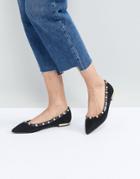 Miss Kg Morgan Pearl Studded Pointed Ballet Flats - Black