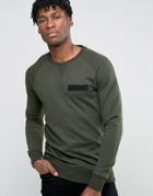 Jack & Jones Sweatshirt With Raglan Sleeve And Military Detail - Green