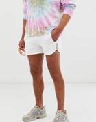Asos Design Jersey Runner Shorts With Mesh Panel In White - White