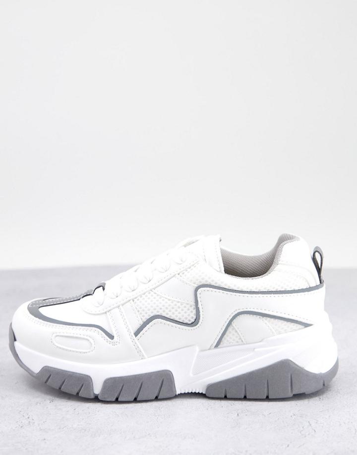 Topshop Crouch Chunky Lace Up Skater Sneakers In White