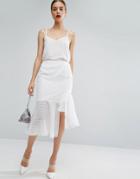 Asos Lace Midi Skirt With Fluted Hem - White