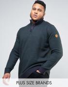Duke Plus Sweater With Button Neck In Navy - Navy