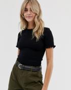Asos Design Shirred Fitted T-shirt With Short Sleeve - Black