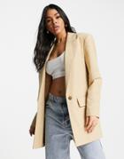 Asos Design New Perfect Long Line Shape Blazer In Stone-neutral