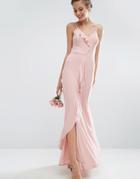 Asos Wedding Cami Frill Maxi Dress - Pink