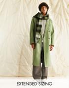 Asos Design Oversized Wool Mix Overcoat In Sage Green