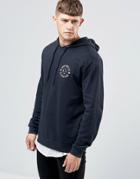 Asos Hoodie With Nyc Chest Print In Navy - Navy