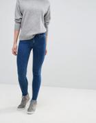 Vila Slim Jeans With Fringe Hem - Navy