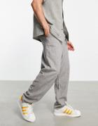 Asos Design Oversized Tapered Pants In Lightweight Gray Texture - Part Of A Set-grey