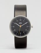 Braun Classic Leather Watch In Black & Black Dial - Black