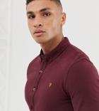 Farah Kompis Slim Fit Pique Jersey Shirt In Burgundy Exclusive At Asos-red