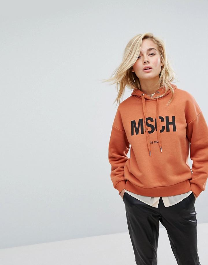 Moss Copenhagen Oversized Hoodie With Varsity Logo - Orange