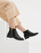 Office Flat Side Zip Boots - Black