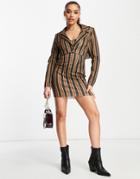 Asos Design Tux 2-in-1 Mini Dress In Stripe Print-multi